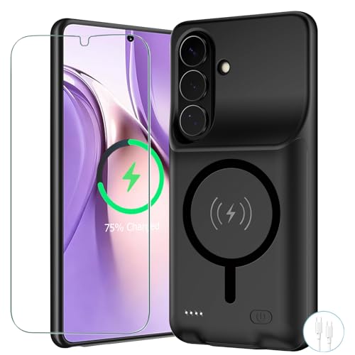 Battery Case for Galaxy S26, Upgraded 10000mAh Battery Pack Rechargeable Charger Case with Wireless Charging Compatible for Galaxy S26(6.3 inch) External Charging Cover(Black) - size: Galaxy S26