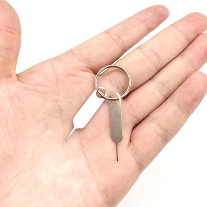 2 Pcs Universal Sim Card Tray Removal Key Tray Eject Pins, SD Removal Opening Tool with A Key Ring, for iPhone iPad Samsung Galaxy Google Pixel Phones