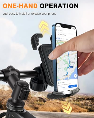 JUSTTOP Motorcycle Phone Mount Holder with Vibration Dampener and Upgraded Handlebar Clamp,Bike&Bicycle Phone Mount Holder,for iPhone 16 15 14 13 Pro Max Plus, 4.7-7"