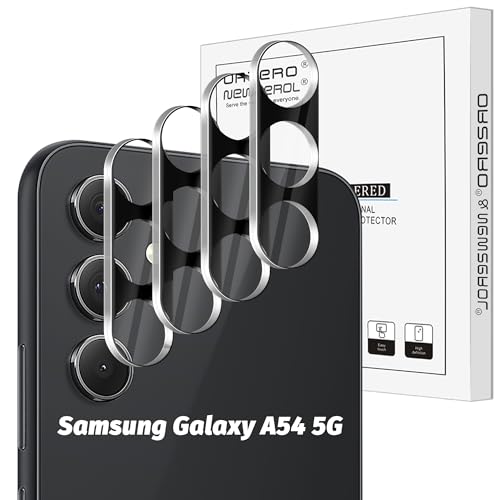 Orzero (4 Pack) Camera Lens Protector Compatible for Samsung Galaxy A54 5G, Protector de Cámera Tempered Glass 9 Hardness HD Anti-Scratch Bubble-Free - size: Samsung Galaxy A54 5G