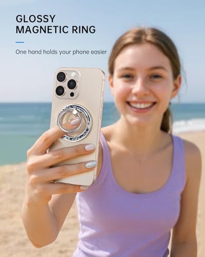 Magnetic Phone Ring Holder, Cute Magnetic Phone Grip, Blue Floral - color: Blue Floral
