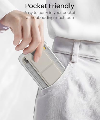 GONEZ for MagSafe Wallet with Stand, Stronger Magnetic Card Holder for iPhone 17/16/15/14/13/12 Series, Premium Leather Phone Wallet with RFID Blocking, 1 Slot, Fit 5 Cards, Stone - color: STONE