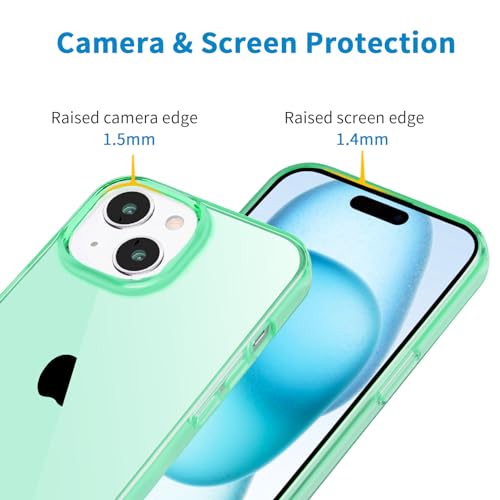 JJGoo Compatible with iPhone 15 Plus Case Clear, Soft Clear TPU Phone Cases, Shockproof Transparent Bumper Cover Slim Thin Phone Case, Translucent Green - color: Green