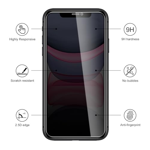 3 Pack Privacy Screen Protector for iPhone 11/ iPhone Xr 9H Hardness Double Shatterproof Anti-Spy Tempered Glass Film, Easy Installation, Case-Friendly - size: iPhone 11/ iPhone Xr