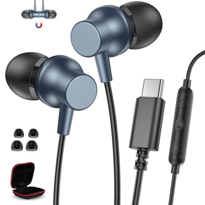 USB C Earbuds for iPhone 18 Pro Max 17 16 15 Headphone Wired,Blue - color: Navy blue