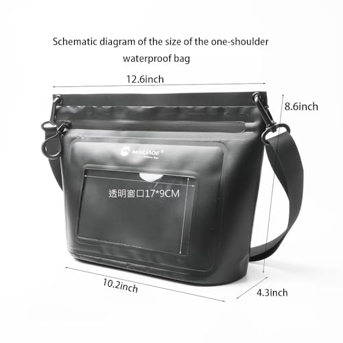 IPX7 Waterproof Bag with Touchscreen Phone Pocket,Floating Airtight Shoulder Bag for Swimming,Rafting,Cycling,Hiking - color: Black