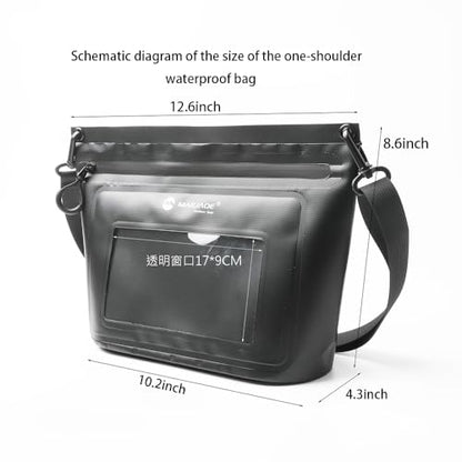 IPX7 Waterproof Bag with Touchscreen Phone Pocket,Floating Airtight Shoulder Bag for Swimming,Rafting,Cycling,Hiking - color: Black