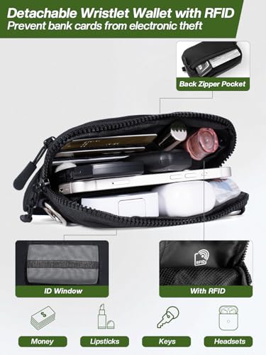 Tiostep Clip and Go Strap for Phone with Wallet Crossbody Phone Lanyard Adjustable and Detachable RFID Wristlet Wallet (Black, Large) - color: Black, size: Large