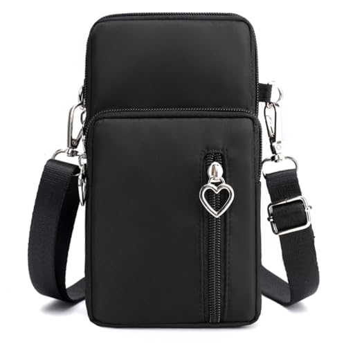 Small Crossbody Bag for Women - Mini Phone Purses with Crossbody Strap and Wallet - Nylon Arm Bag - color: A-black