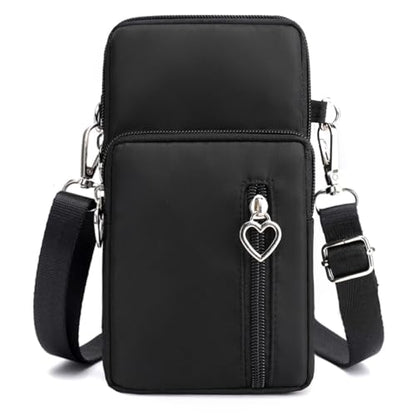 Small Crossbody Bag for Women - Mini Phone Purses with Crossbody Strap and Wallet - Nylon Arm Bag - color: A-black