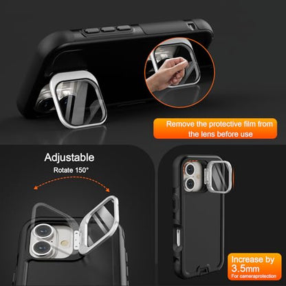 Follaroma Magnetic for iPhone 17 Case with Camera Stand, Black, 6.3" | Built-in Glass Camera Cover,Compatible with MagSafe,Heavy Duty Shockproof Protective,Military-Grade Anti-DropDual Layer Cover - color: Black, size: iPhone 17 6.3''