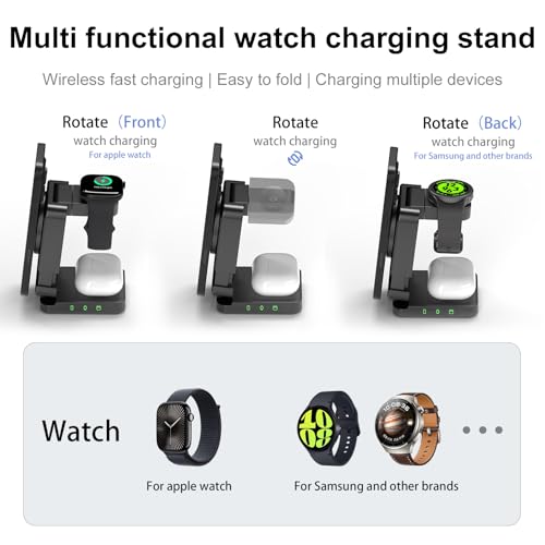 Foldable Wireless Charging Station, Black, with 30W Adapter