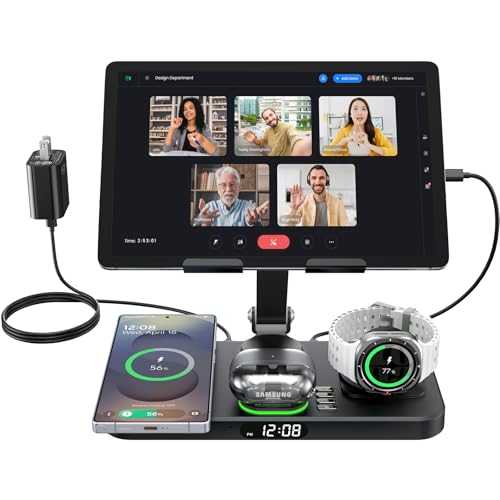 Meifigno 45W Wireless Charging Station for Multiple Samsung Device, Foldable 20W Wired Charger Stand for Galaxy Tab, Charger for S26 Ultra/S25/Z Fold 8 Ultra/8/Z Flip 8 & Buds, Only for Galaxy Watch