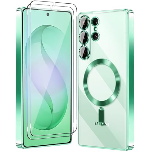 Magnetic Glossy Case for Samsung Galaxy S26 Ultra, S26 Ultra Phone Case Clear Luxury with Screen Protector X2 & Camera Protector [Compatible with MagSafe],Shockproof Cover for Samsung S 26 Ultra-Green - color: Green, size: Samsung Galaxy S26 Ultra