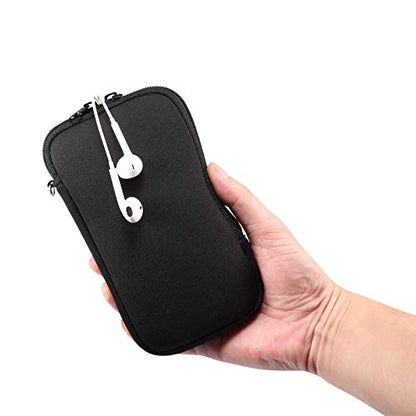 Zipper Neoprene Cell Phone Pouch Sleeve Carrying Case with Neck Lanyard for Samsung Galaxy S25 Ultra S24 Ultra A05 A06 A15 A14 A16 A26 A25 A55 A04, Moto G Pure G Stylus 2023, OnePlus 13 (Black-XL)
