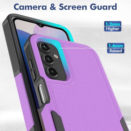 for Galaxy A15 5G Phone Case, [Military Grade Drop Tested] with HD Screen Protector, Dual Layer Protective Heavy Duty Cell Phone Cover Non-Slip Shockproof Case for Samsung Galaxy A15 5G (Purple) - color: Purple