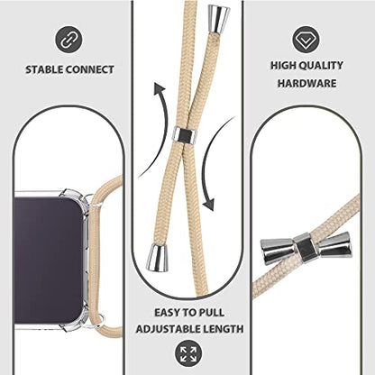 for iPhone 14 Pro Crossbody Case Clear Wearable Adjustable Shoulder Neck Lanyard Strap Cover Women Girls Soft Slim Protective Hanging Phone Mobile Case for iPhone 14 Pro - Beige - size: for iPhone 14 Pro