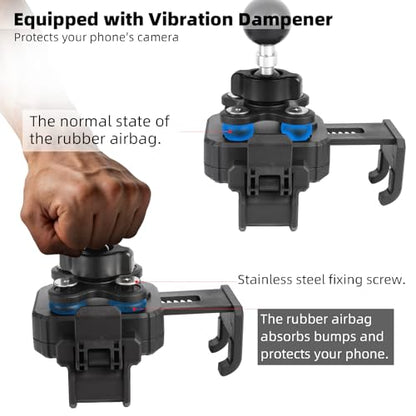 Dashboard Phone Holder for Car, Truck, Boat - Vibration Dampener [Camera Friendly] [1s Lock & Release] [Aluminum Medium Arm], Flex Adhesive 1" Ball Base Phone Mount for 4.7-7.2" Smartphones
