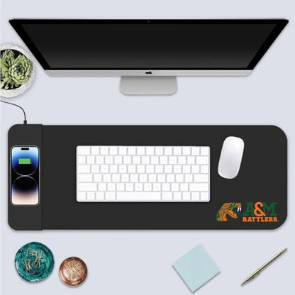 OTM Essentials Florida A&M University Classic Wireless Charging Cloth Desk Mat, Durable Office Supplies, Non-Slip Base, Quick Charging Wireless Desk Pad, Black - size: Classic- Charging, style: Florida A&M University