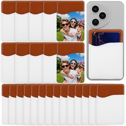 Kenaeeooe 24 Pack Sublimation Phone Case Blanks Pu Leather Card Holder for Phone Case Stick On Wallet for Most Smartphones