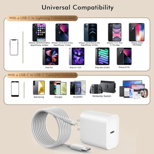 [Apple MFi Certified]10FT Fast iPhone Charger,Extra Long Apple Charger Fast Charging 2Pack USB C Charger Block Plug + 10Foot Lightning Cable Cord for iPhone 14/Pro/Pro Max/Plus/13/12/11/XS/XR/X/SE2022 - size: 2Pack