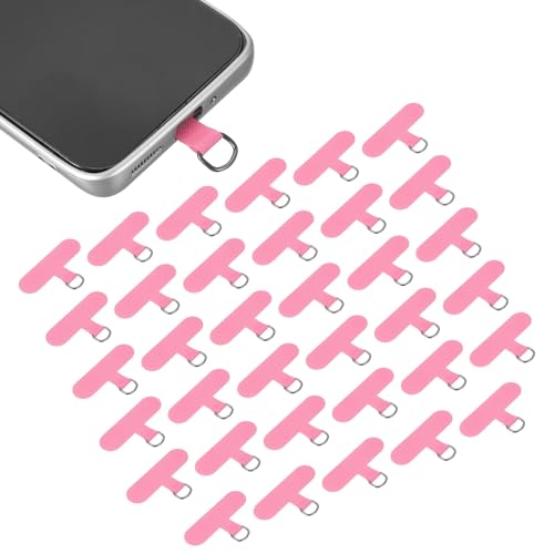 uxcell 36pcs Phone Tether Tab, Universal Phone Lanyard Patch T Shape Cell Phones Strap Replacement Part for Most Smartphone Cases, Pink - color: Pink