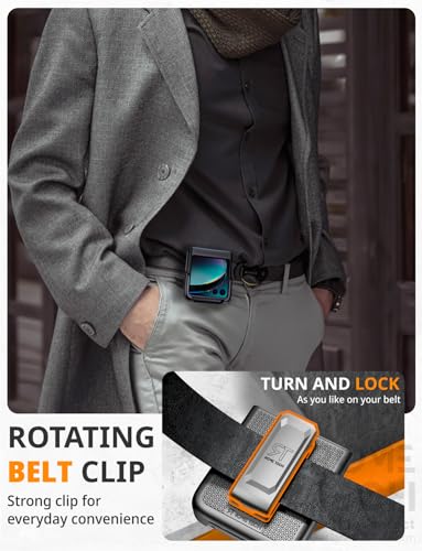 Designed for Motorola Razr+ (2023) Case with Belt Clip Holster | Rugged Holster & Protective Phone Case Combo with Anti-Slip Texture - Black