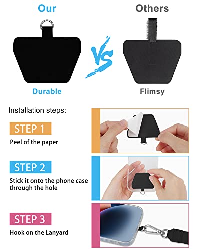 SHANSHUI 2 Pack Phone Lanyard, 4X Durable Pads Universal Nylon Cell Phone Neck & Crossbody Adjustable Cell Phone Lanyard Tether Fit All Smartphones - color: Blackgrey X2, size: 23inch