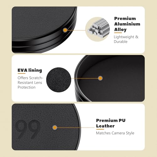 JJC Aluminum Lens Cap Cover for Fujifilm Instax Mini 99, Dustproof & Anti-Scratches Lens Protector with Soft EVA Interior & PU Leather Surface, Accessories for Fuji Instax Mini 99 - size: For Fuji Mini 99
