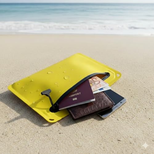 IPX8 Waterproof Tactical EDC Pouch - Large Phone + Passport + Wallet Compatible, Rugged Military-Style Dry Bag with Belt Loop & Attachment Grommets（Bright Yellow） - color: Bright Yellow