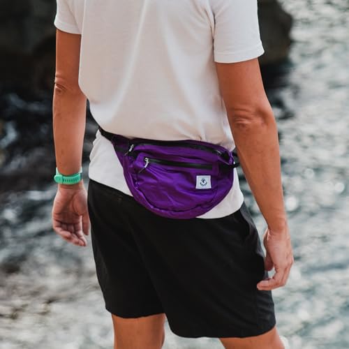 4Monster Hiking Waist Packs Portable,Water Resistant Fanny Bag with Adjustable Strap,Lightweight Crossbody Chest Bag Slim Bag - color: Purple