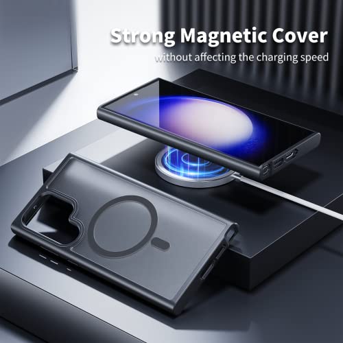 ANNGELAS for Samsung Galaxy S23 Ultra Mag safe Case,Slim Shockproof Protective Cover with Magnetic,Frosted Hard Back Soft Silicone TPU Bumper Phone Case Compatible Galaxy S23 Ultra 6.8inch,Matte Black - color: Matte Black