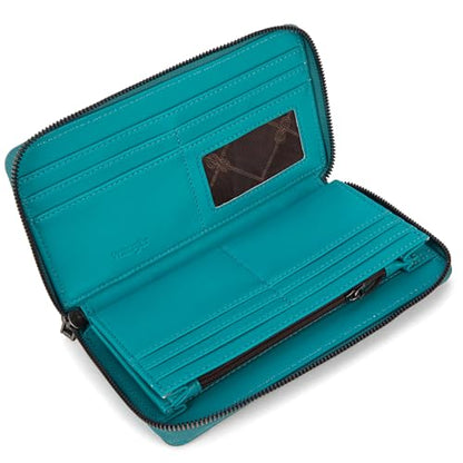 Wrangler Womens Wallet Wristlet Long Purse Designer Clutch Large Capacity Credit Card Holder for Women Men - color: B-Turquoise
