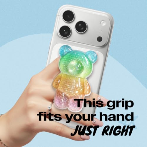 On The Grip 3D Gummy Bear Style Expandable Collapsible Mobile Phone Grip Stand Holder for Smartphone Tablet Cell Phone Accessory (Rainbow)
