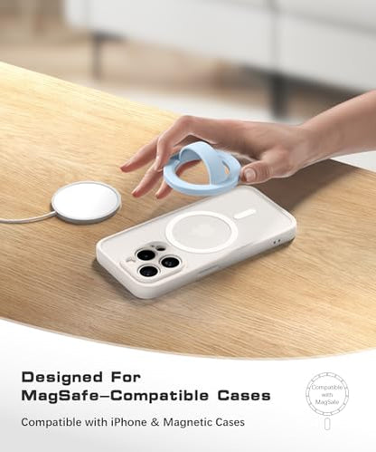 Magnetic Phone Grip, Removable Loop Grip with Soft Finger Strap, Silicone Phone Ring Holder for Back of Phone for iPhone 16/15/14/13/12 Pro Max/Plus, Blue - color: Blue