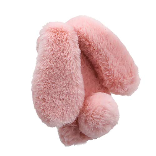 Rabbit Ear Case for Moto G Play 2024 4G, Crossbody Strap Fuzzy Fluffy Cute Girls Kids Plush Ball Bunny Fur Soft Bumper Protective Cover, Pink - color: Pink, size: Moto G Play 2024 4G
