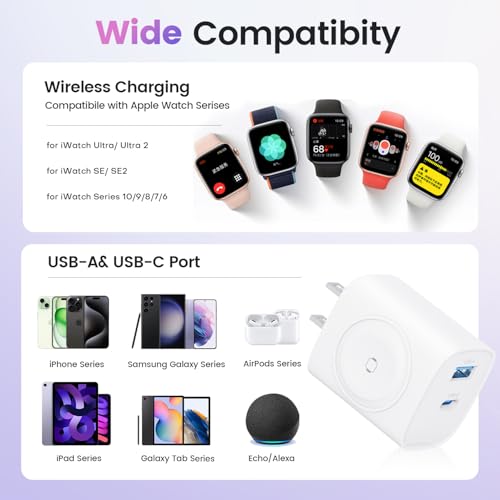 TOPADRE PD 20W USB C Charger Block for Apple Watch, White - color: White-1pack