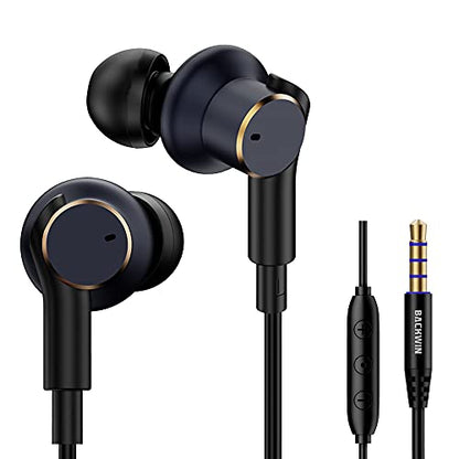 Wired headphones with [4-speaker] noise-cancelling subwoofer 3.5mm earbuds