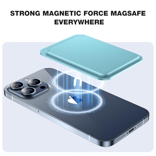 Miracase Magnetic Wallet, Compatible with MagSafe Wallet, 3-Card Holder, for iPhone 15/14/13/12 Series，Light Blue - color: C-Light Blue, style: Basic Wallet