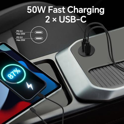 50W 12V USB Outlet Dual 25W USB-C Charger PD 3.0 Aluminum Fast Charging Socket, Replacement Car Charger Accessories for RV Camper Trailer Truck Boat Golf (2Pcs) - color: 2Pcs