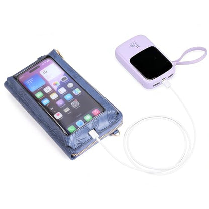 GOIACII Phone Purse Crossbody Bags for Women Small Travel Wallet Touch Screen RFID Blocking - color: A11 Blue Pattern