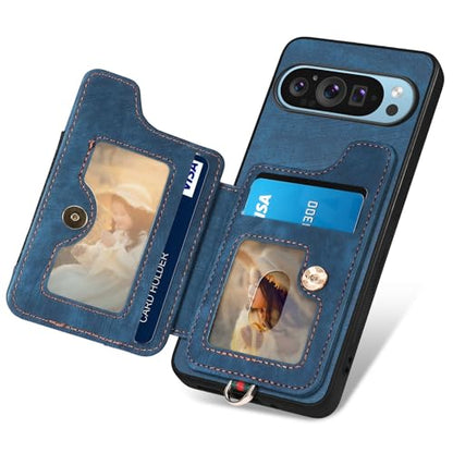 for Google Pixel 11 Pro XL Phone Case Wallet Card Holder,PU Leather Flip Folio Case,RFID Blocking Ring Holder Kickstand Wrist Strap Magnetic Protective Women Men Cover Blue - color: Blue, size: Pixel 11 Pro XL