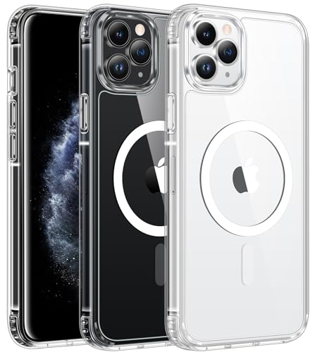 FNTCASE for iPhone 11 Pro-Max Case: Clear Magnetic Phone Cases Compatible with Magsafe Slim Anti Yellowing Military Grade Drop Protection Rugged Protective Transparent Cell Phone Cover (A-Clear) - color: A-Clear, size: For Iphone 11 Pro Max 6.5 Inch