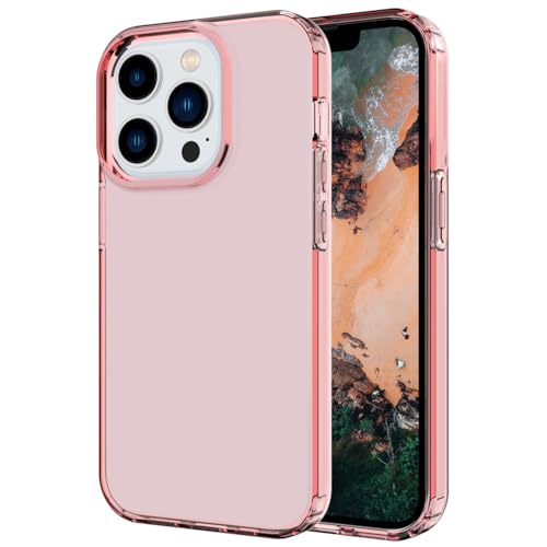 Phone Case for iPhone 14 Pro Clear, [Crystal Clear][Non-Yellowing] Slim Shockproof Reinforced Drop Protective Flexible TPU Back Cover Phone Case for iPhone 14 Pro Protective Case(Pink) - color: Pink