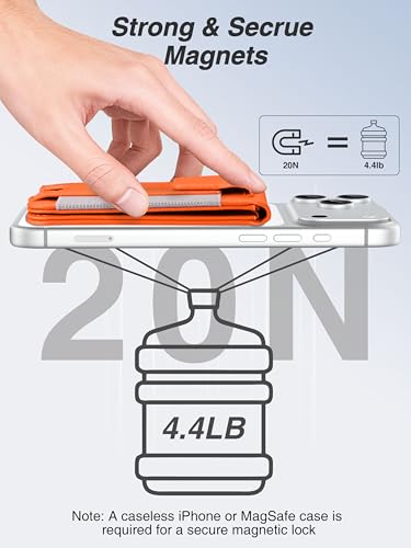 TopMade for MagSafe Wallet with Stand, 9 Cards Holder, Privacy Flap Cover - color: Orange
