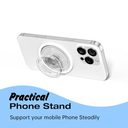 Svanove Magnetic Phone Grip Compatible with Magsafe, Mag Safe Translucent Clear Grip Collapsible Kickstand for iPhone Samsung Pixel, Cute Transparent Silicone Removable Phone Stand Holder, Clear - color: Clear, style: Magnetic