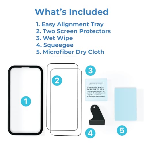 BLACK+DECKER 2 Pack Tempered Glass Screen Protector for iPhone 15 Plus - size: iPhone 15 Plus