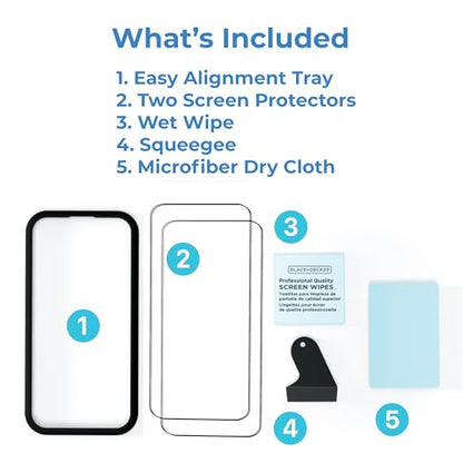 BLACK+DECKER 2 Pack Tempered Glass Screen Protector for iPhone 15 Plus - size: iPhone 15 Plus