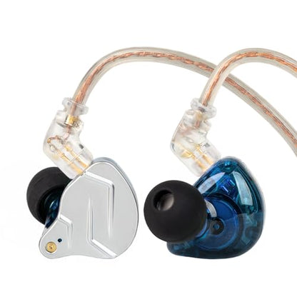 KZ ZSN Pro in Ear Monitor Headphones, 1BA 1DD Hybrid Driver Wired Gaming Earbuds, Deep Bass Sound Wired Ear Buds, HiFi IEM for Gaming Music Video Calling Singer Musician Drummer DJ (with mic, Blue) - color: Blue, style: with mic