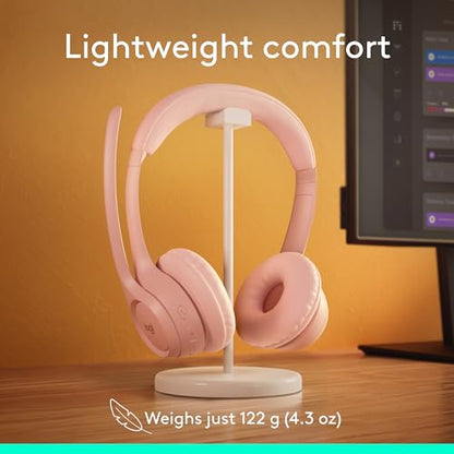 Logitech Zone 300 Wireless Bluetooth Headset with Noise-Canceling Microphone, Compatible with Windows, Mac, Chrome, Linux, iOS, iPadOS, Android – Rose (Renewed)